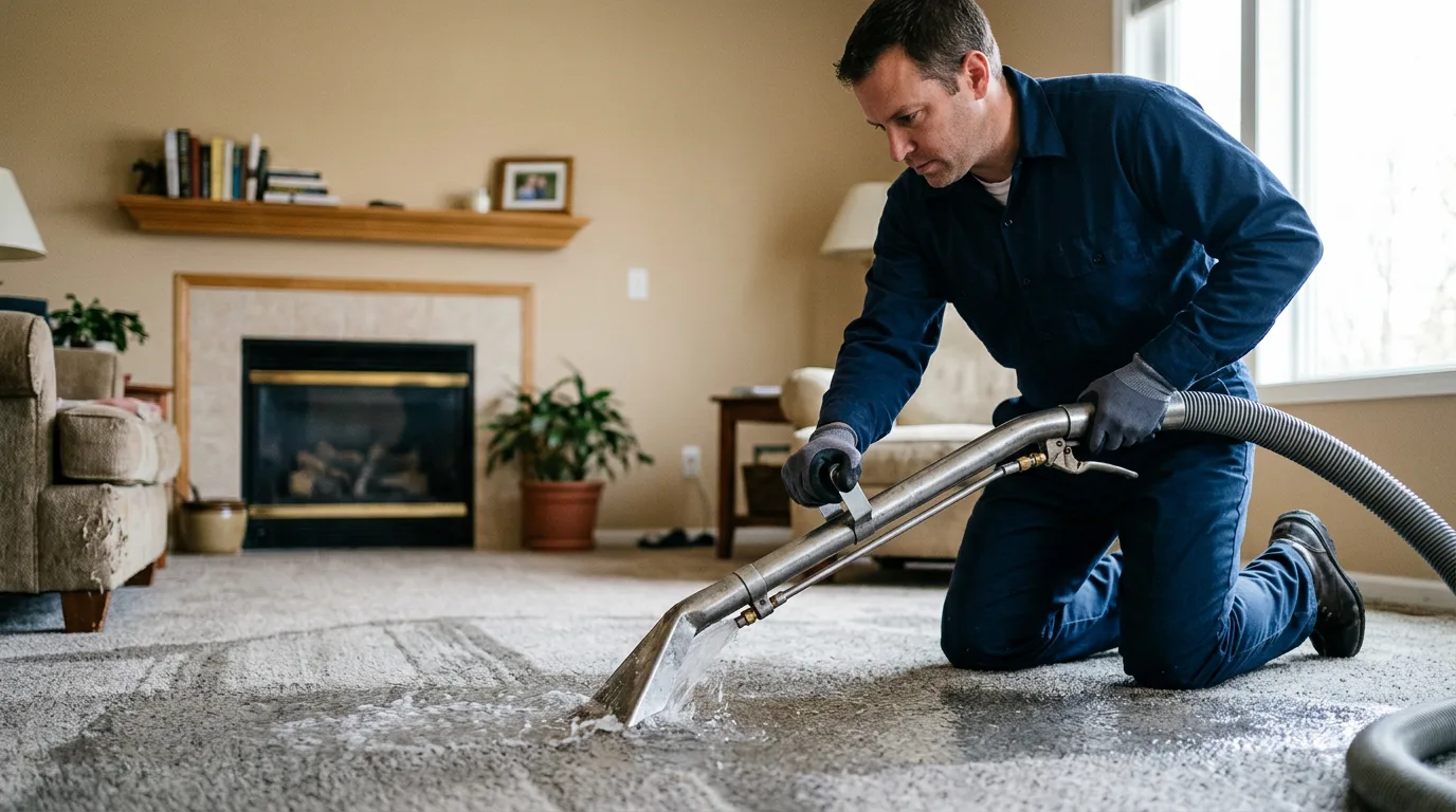 Water damage restoration technician working near Elberon, IA
